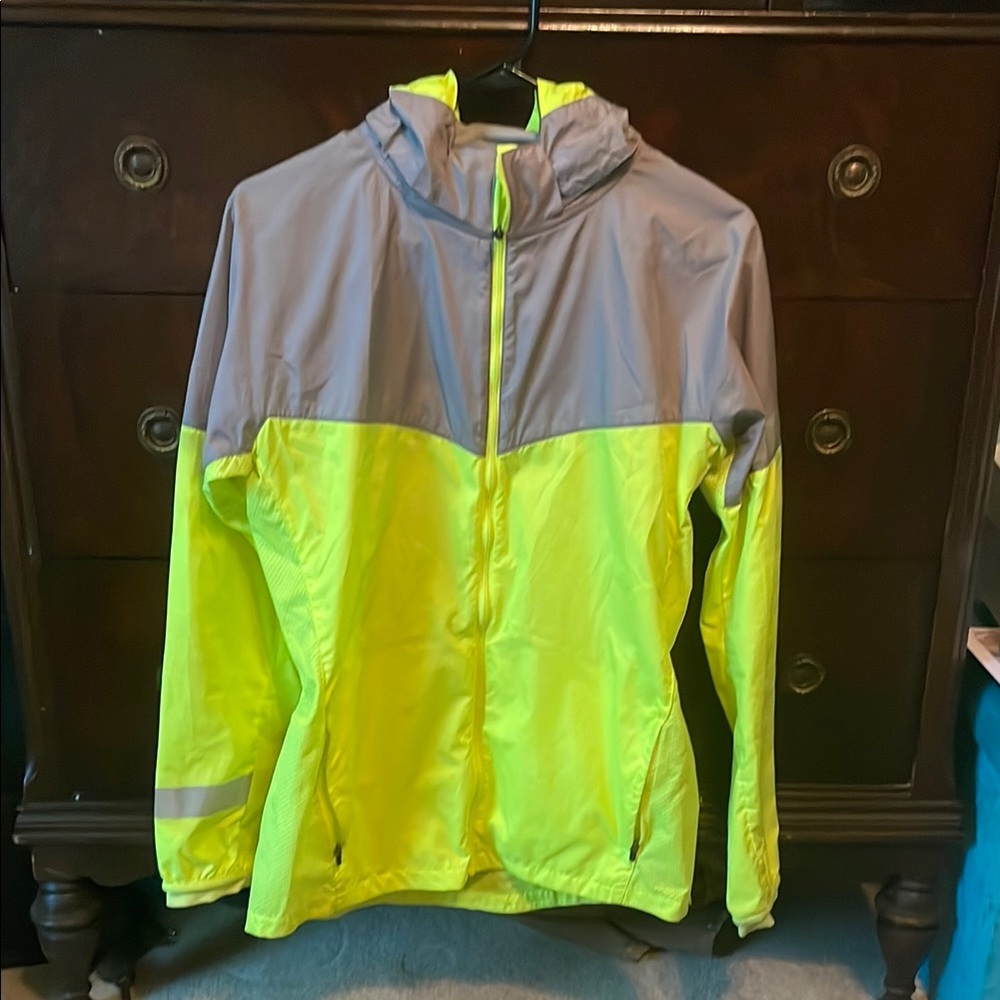 Womens Neon Yellow and Gray Zip Up